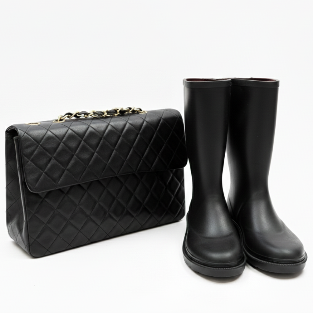 Rainboots & Classic Flap Bag Set